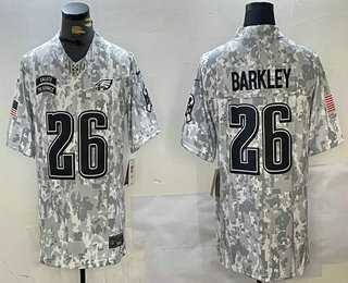 Mens Philadelphia Eagles #26 Saquon Barkley 2024 FUSE Arctic Camo Salute to Service Limited Stitched Jersey Dzhi